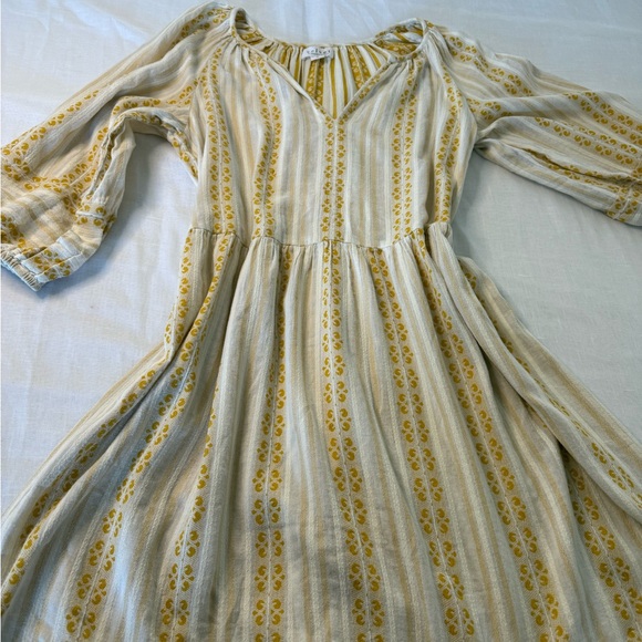 Velvet Striped Yellow and Cream Mini Dress - Picture 4 of 7